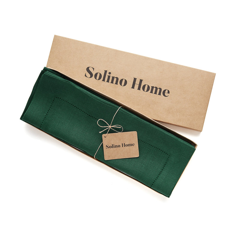 Rainforest Green Linen Hemstitch Placemats Set of 4