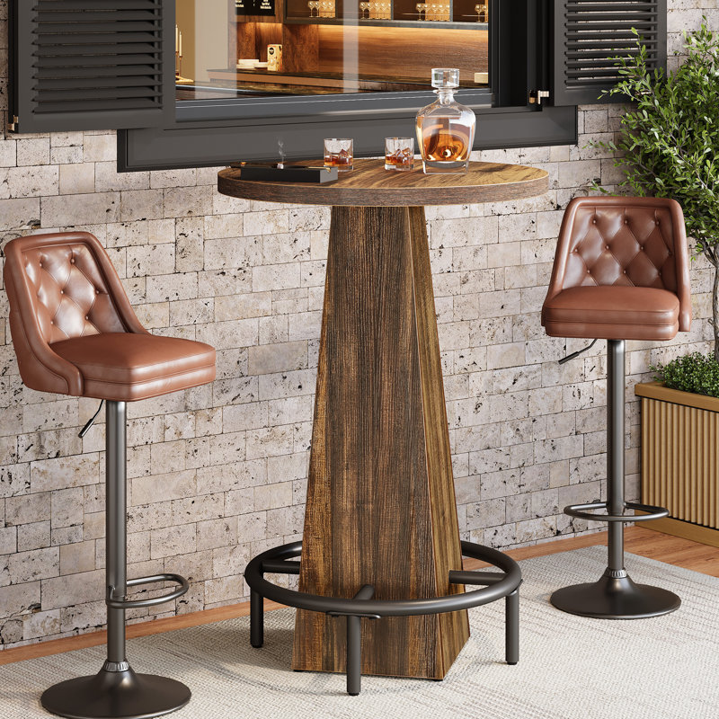 Round Pub Table With Footrest, Counter Height Bar Table