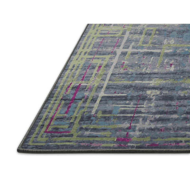 Tapis gris soyeux et moelleux, Rectangle 4 pi x 6 pi