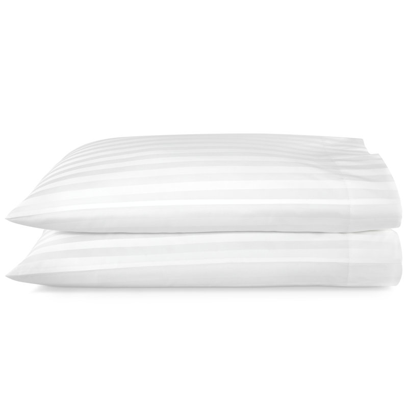 Soprano 400 Stripe 100% Cotton Sateen Pillowcases, King, White