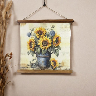 20" Long Sunflower Pot Wall Plaque