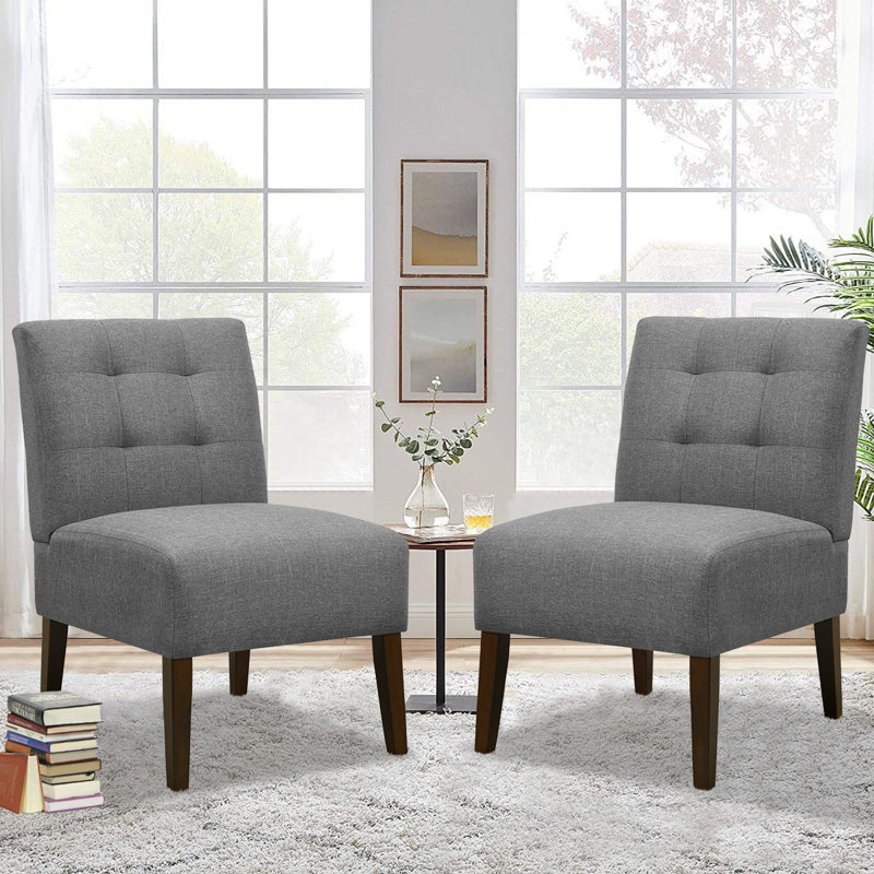 Ensemble de 2 fauteuils de chambre Morden, Polyester gris