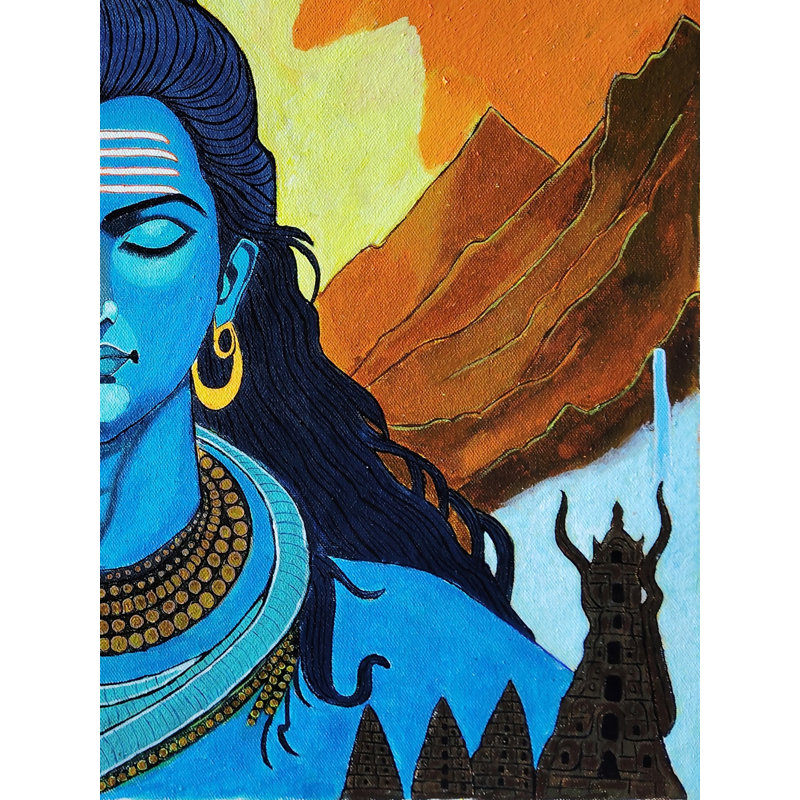 Mahadev en méditation | Acrylique sur toile | Par Pravin Sharma