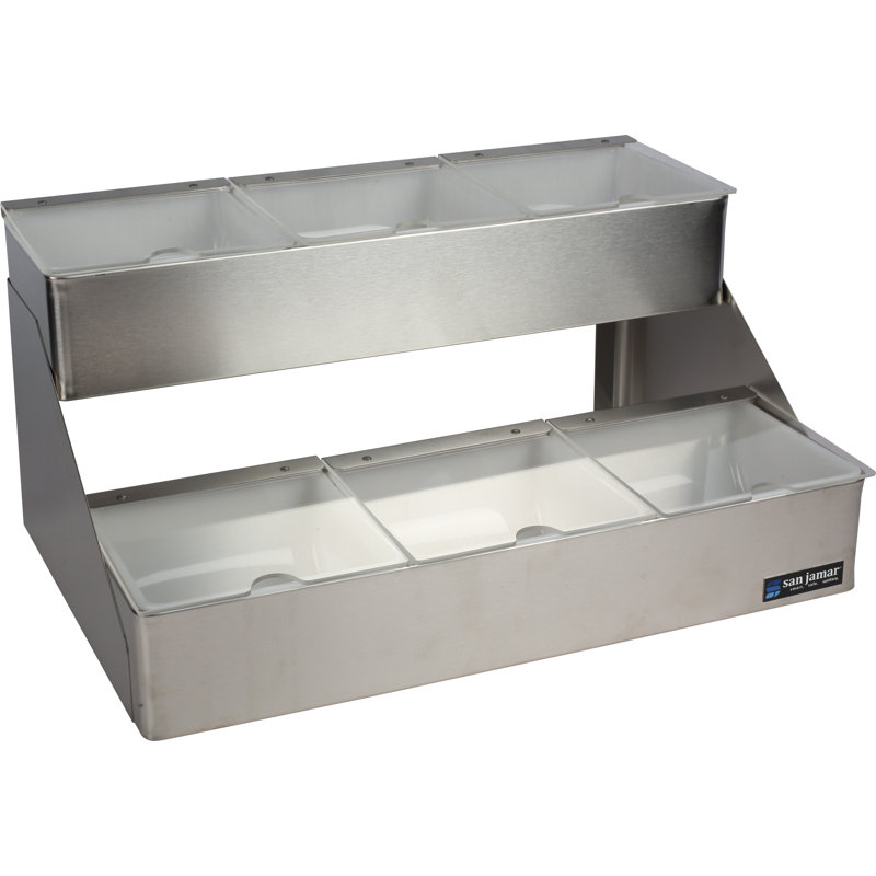 Condiment avec couvercle cranté - 6 pintes - Refroidisseur - Acier inoxydable, H 11,50 po x l 15 po x L 20,25 po