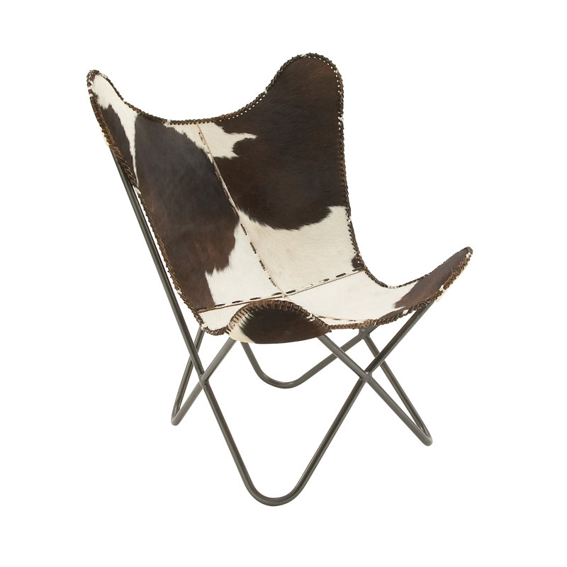 Fauteuil papillon blanc fait à la main avec support noir Heinz