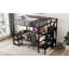 Lit mezzanine double en métal avec garde-robe, bureau, douille et conduit pour un cadre de chambre à coucher enchanteresse