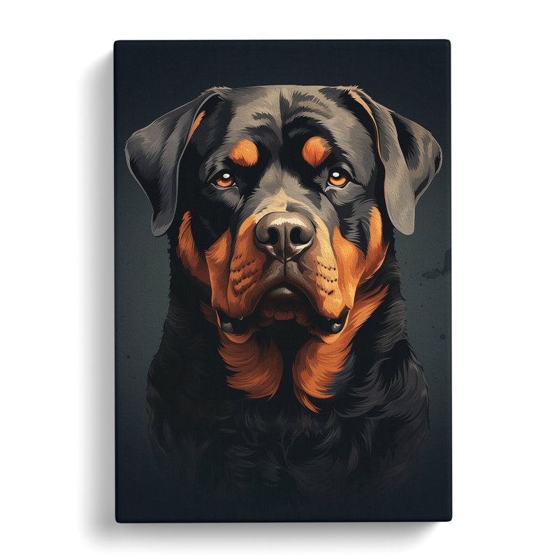Rottweiler Minimalism - No Frame Art Prints - Wrapped Canvas, 60cm H x 40cm W x 3cm D