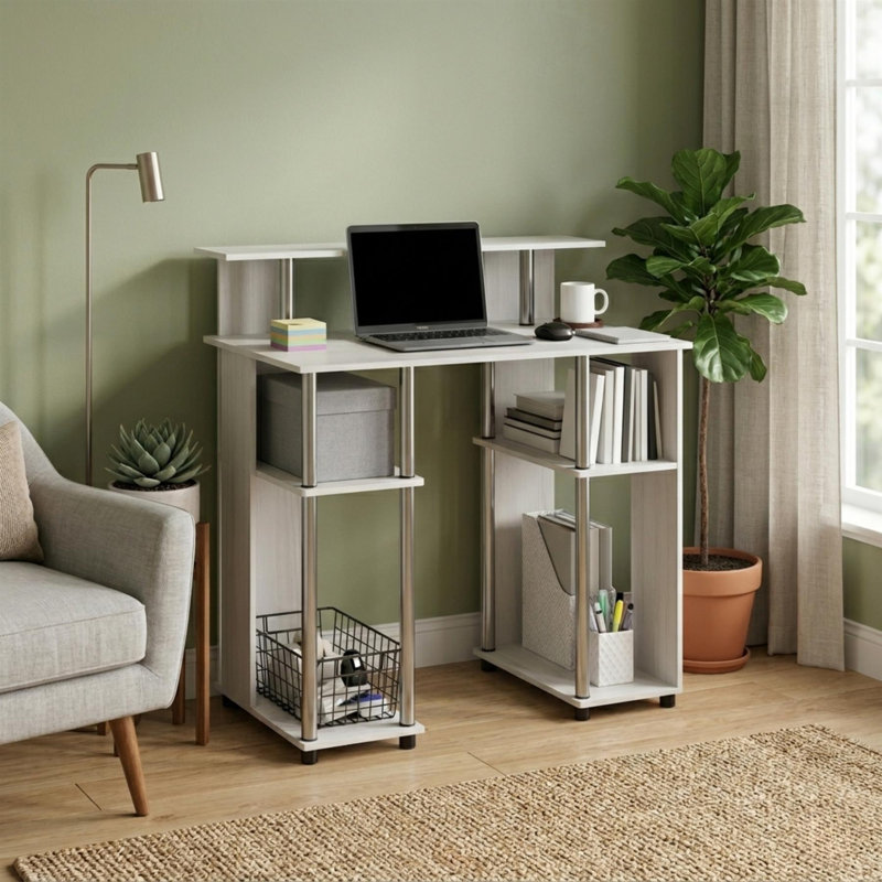  Bureau d'écriture JAYA Simple Design, White/Silver