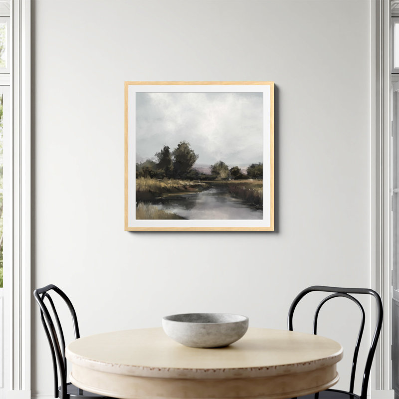 Imprimé «Spring River» par Dan Hobday, H 30 po x l 30 po, Oui, Papier avec cadre photo en érable