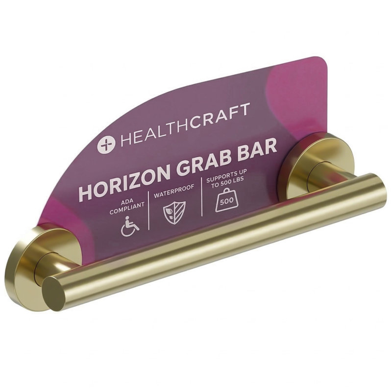Horizon  12 in. x 1.25 in. Grab Bar, ADA Compliant for Bath and Shower Safety (500 lb. Capacity) in Brushed Gold, 12