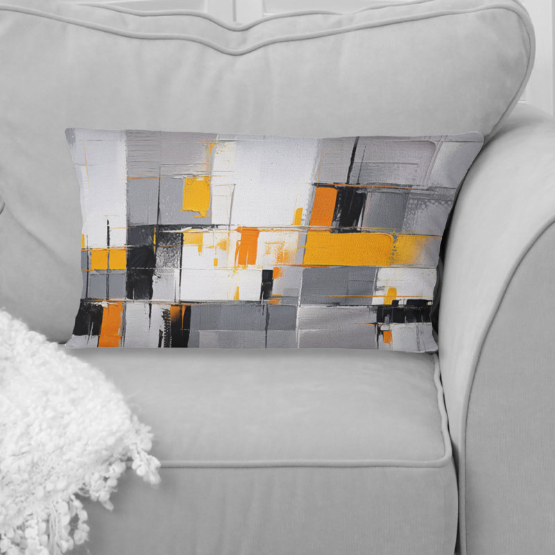 Coussin décoratif jaune à rayures audacieuses - Cubisme