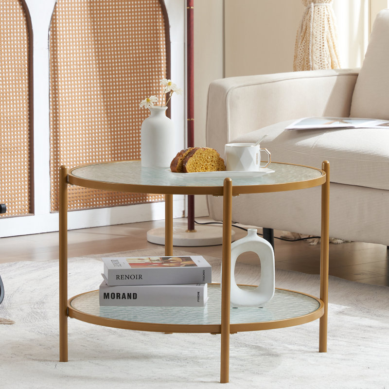 Petite table basse ronde dorée mat