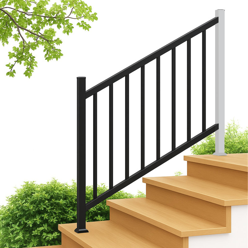 Ensemble de 2 garde-corps bricolage pour escalier, section H 36 po avec poteau central, convient pour un escalier de 48 po