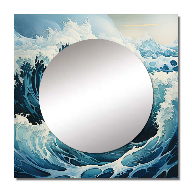 Olgeir - Miroir carré décoratif nautique et de plage pour décoration murale, 23 po x 23 po
