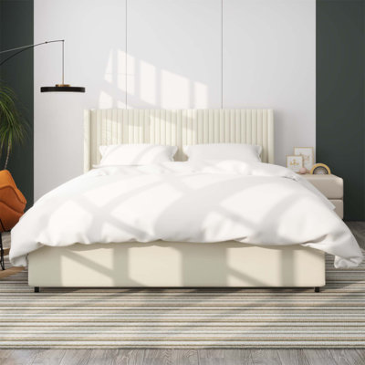 Lit de rangement à 2 tiroirs breveté Anna avec velours à oreilles et support en lattes de bois, aucun sommier nécessaire, moderne et fonctionnel