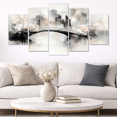 Charming City Bridge In Central Park I - Bridges Wall Décor 5 Panel