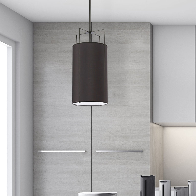 Trapezoid 4 Light Lantern Cylinder Pendant, Black, Black