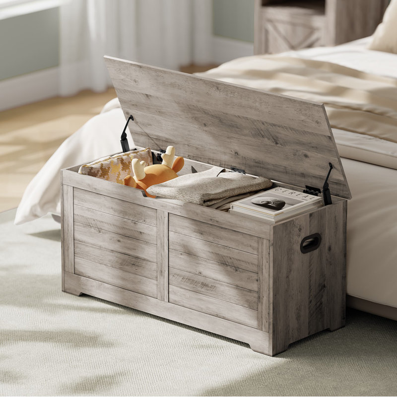Kebra Flip-Top Manufactured Wood Storage Bench, 18.5" H x 39.8" W x 16" D, Heather Greige