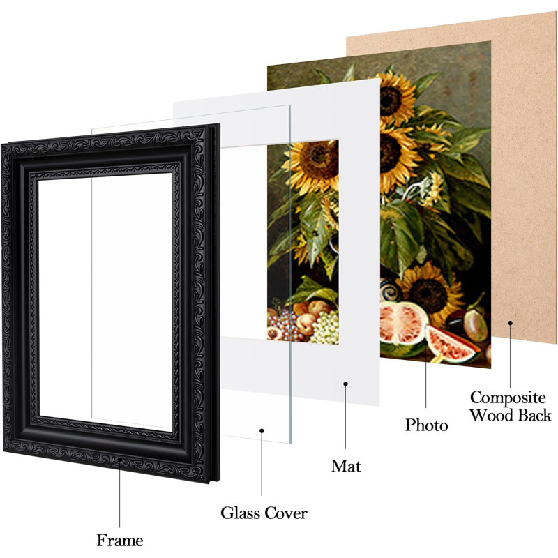 Set Of 4 Vintage Black 8x10 Picture Frames With Glass