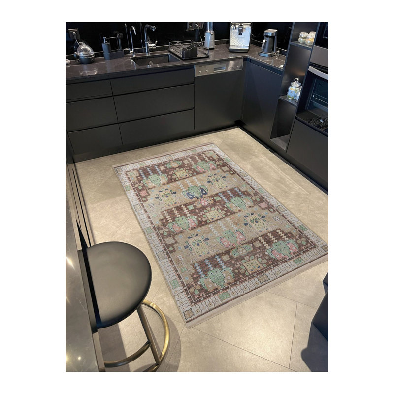 Tapis décoratif multicolore et traditionnel à motif lavable à la machine, Rectangle 3 pi 3 po x 4 pi 11 po