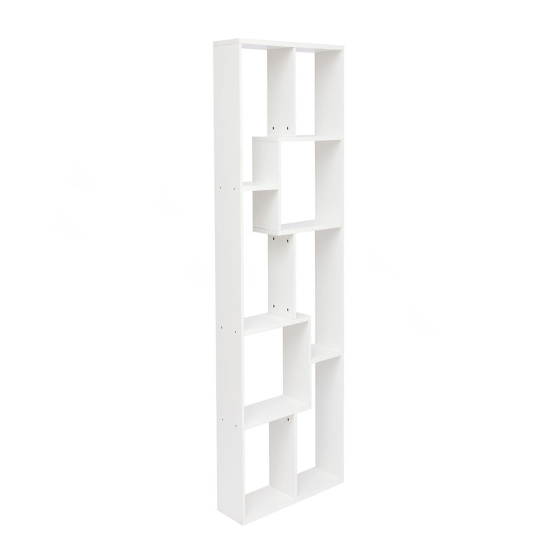 Asymmetrical Display Shelf & Bookcase, 5-Tier, White