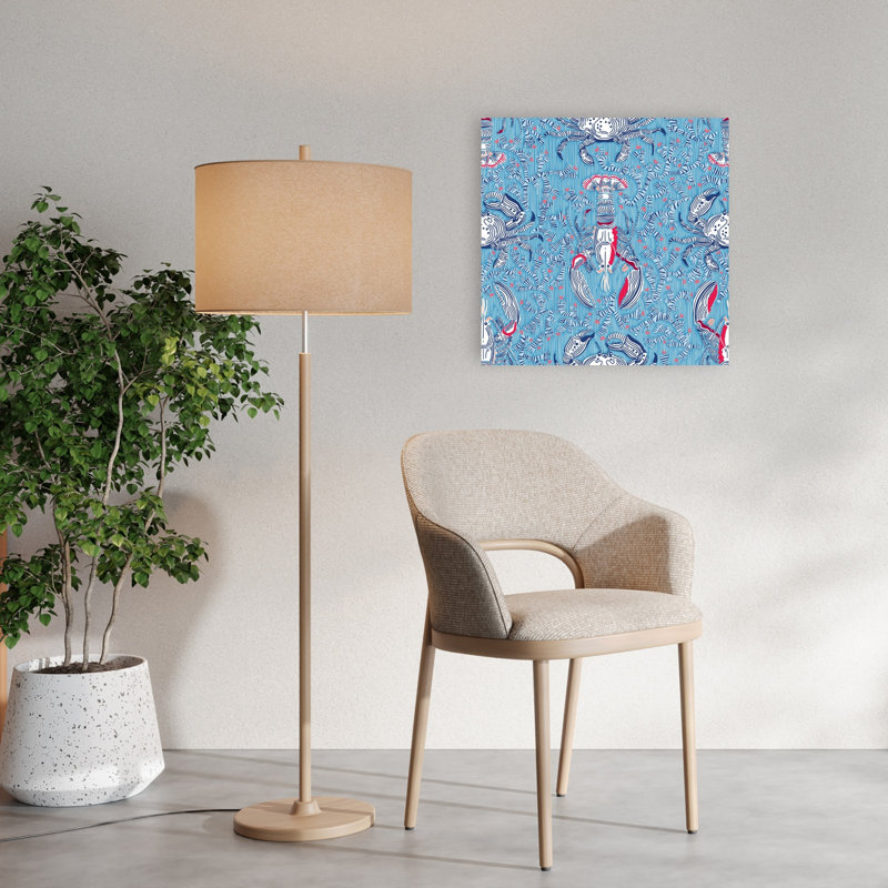 «Blue Lobster Crab Motif», impression d'art mural, H 24 po x l 24 po