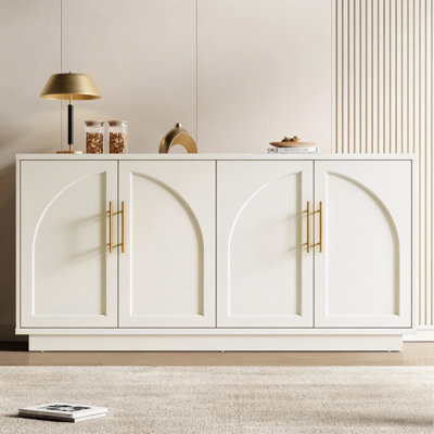  59" Arched Sideboard Buffet Cabinet with 4-Door and Adjustable Shelves