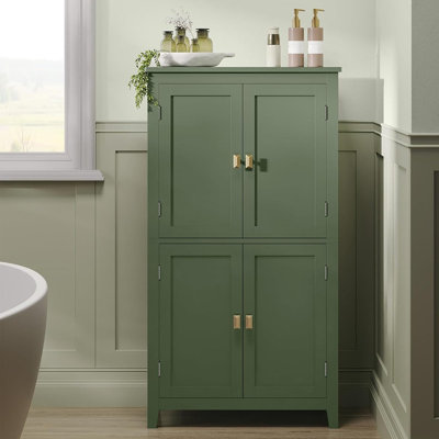 4 Doors Bathroom Floor Storage CabinetWhite