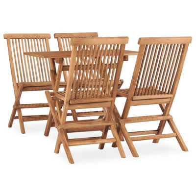 5 Piece Folding Patio Dining Set Solid Teak Wood -  Red Barrel StudioÂ®, E0561D66646C45168DE940129694C009