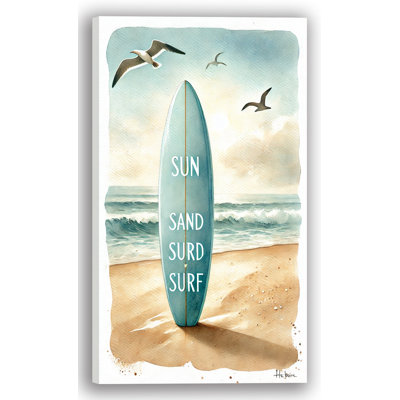 «Coastal Surfboard Reflection», reproduction d'art sur toile tendue
