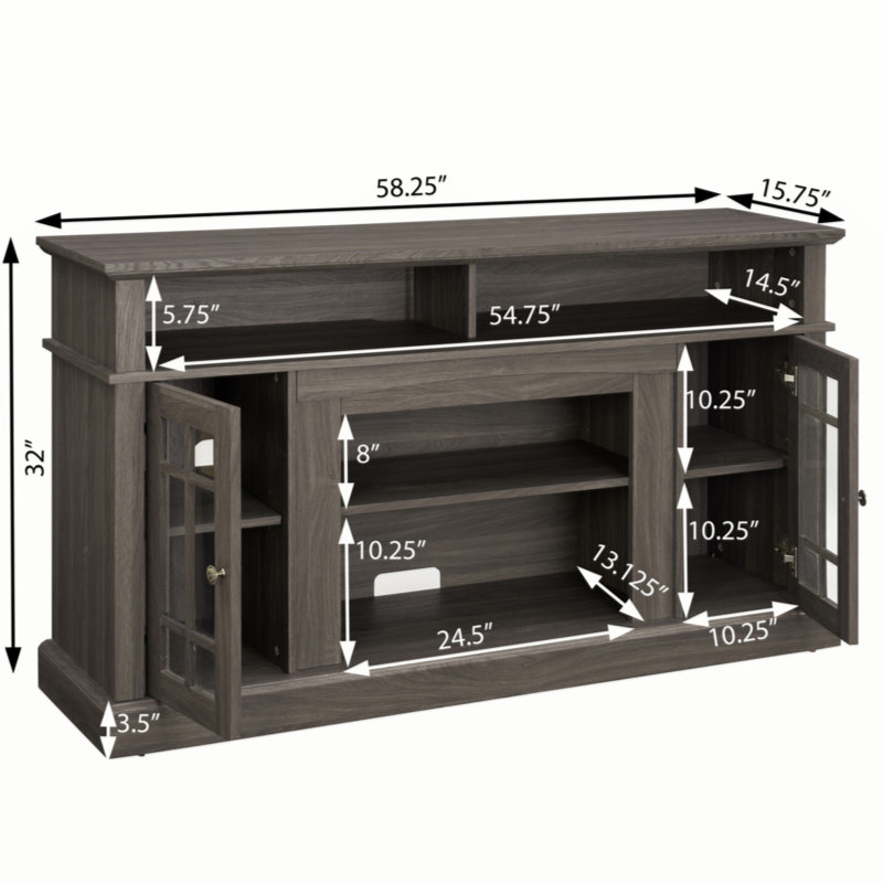 Classic TV Media Stand Modern Entertainment Console For TV Up To 65" With Open And Closed Storage Space, 58.25"W*15.75"D*32"H
