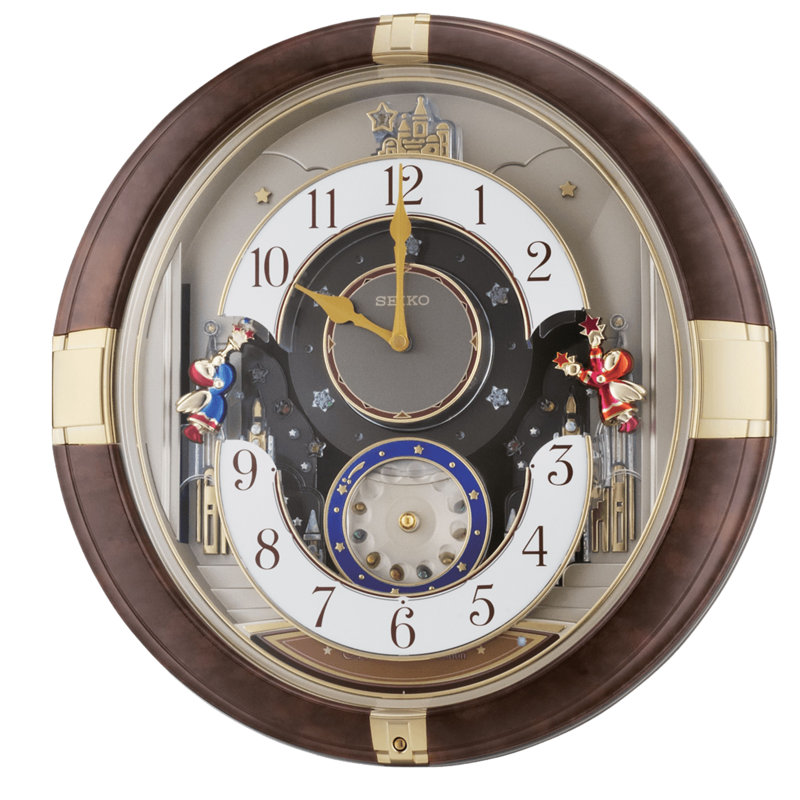 Seiko Trumpeting Angels Brown and Gold Musical Wall Clock