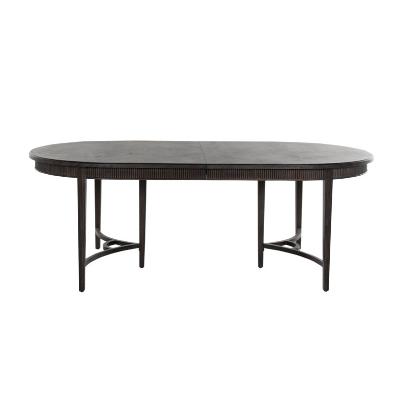 Whitlock Extendable Ash Oval Solid Wood Dining Table, Cerused Forest Black