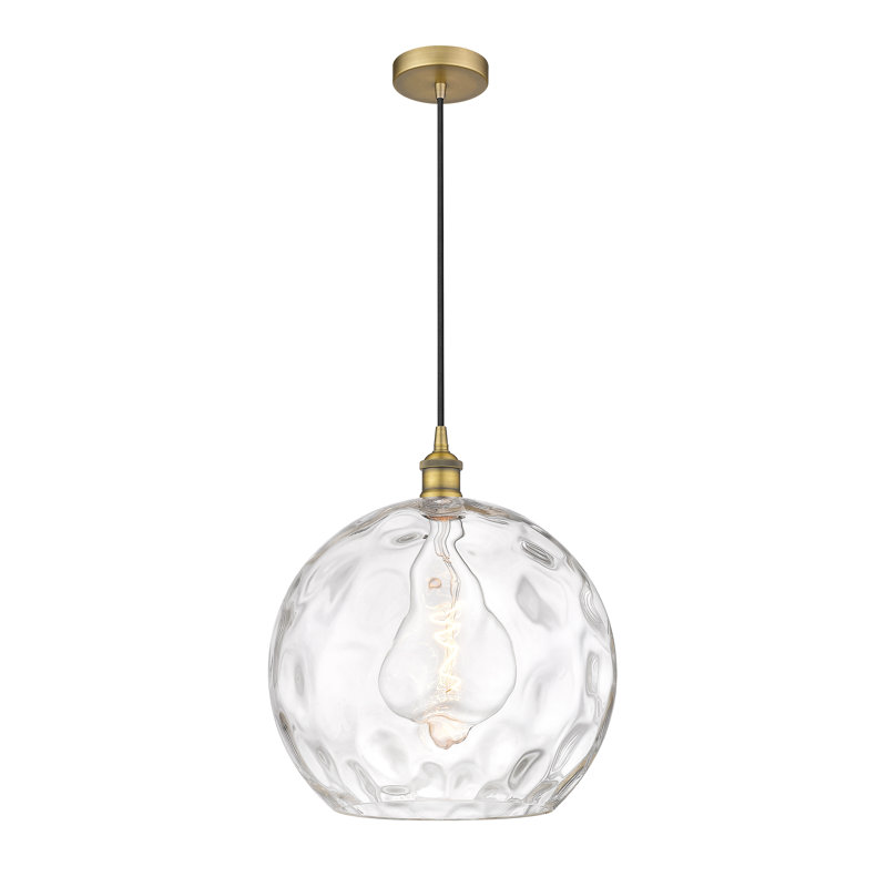 Luminaire suspendu simple à 1 lumière Ralph, H 15,88 po x l 13 po x P 13 po, Laiton brossé
