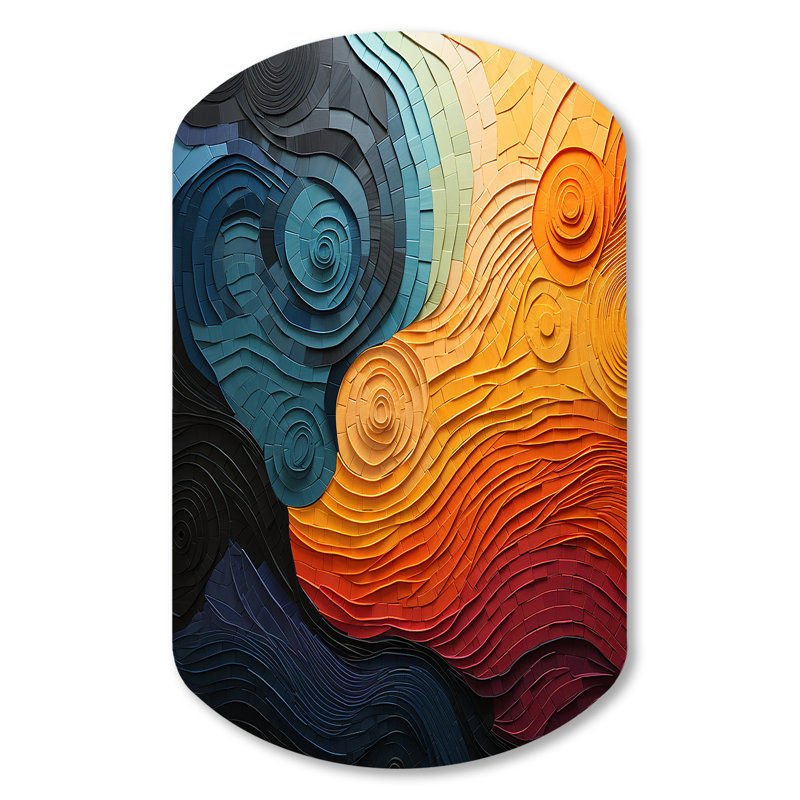 «Teal Orange Op Art», illusion rythmique II, H 31 po x l 19 po x P 1 po