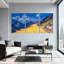 Abstrait paysage de montagne, ciel nocturne, route, étoiles, lune, ensemble de 3 impressions sur toile-1844835659