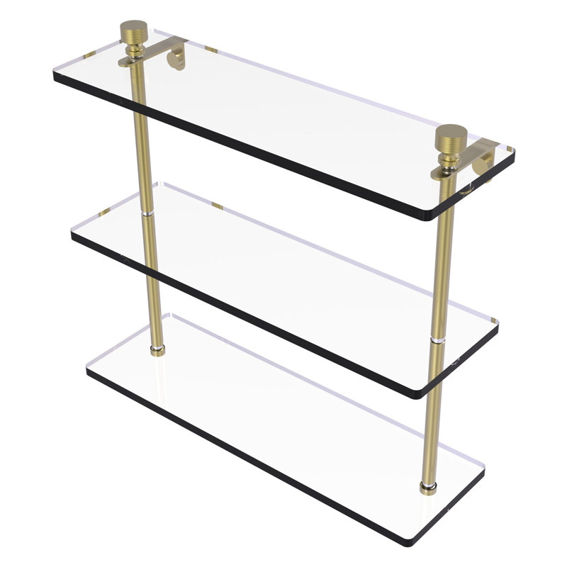 Ballenas 3 Piece Tiered Shelf, Satin Brass, 15" H x 16" W x 5" D