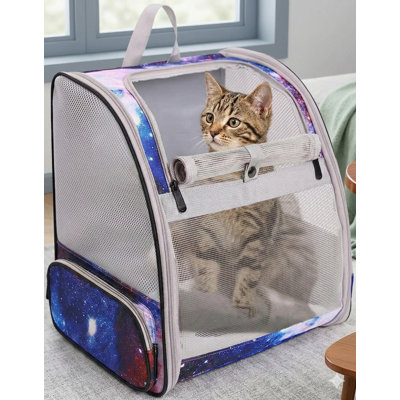 Pet Carrier Backpack Suitable for Cats and Small Dogs, Fully Breathable Vented Design for Kittens and Rabbits, Airline-Approved for Travel, Hiking, and Camping, Functions as Cat Book Bag, Blue Shown with Ventilation