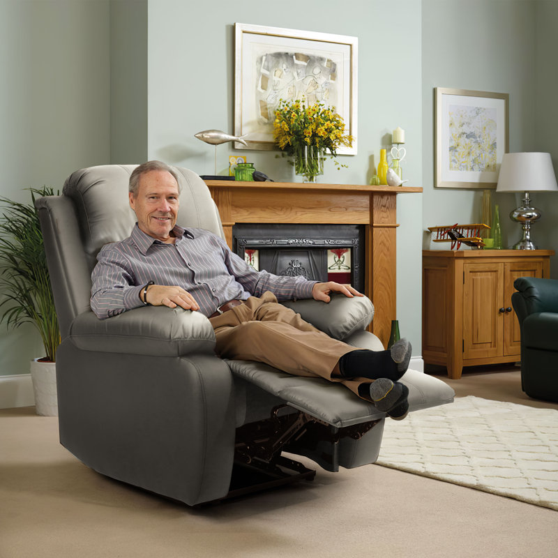 Kyilaa Vegan Leather Reclining Chair, Light Grey Faux Leather