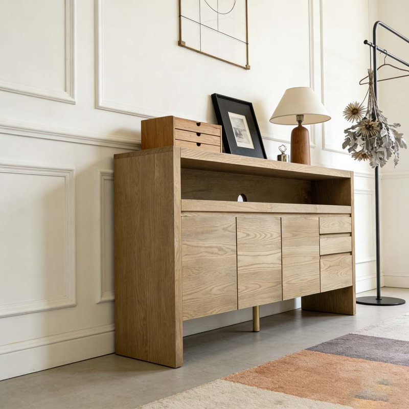 60" 3-Door Sideboard with 3 Drawers, Natural