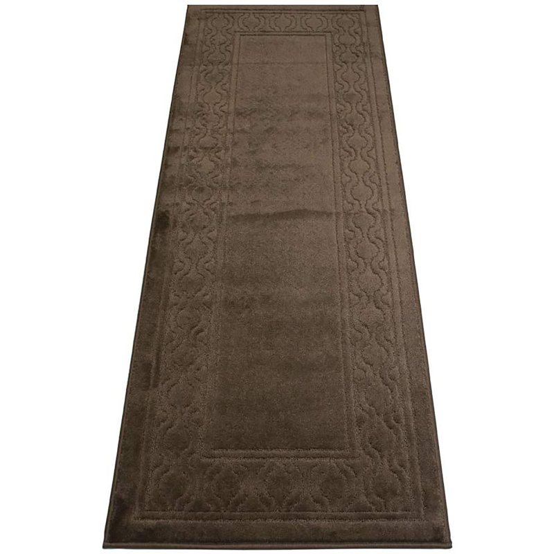 Tapis brun lavable et antidérapant à treillis, Tapis de couloir 2 pi 2 po x 8 pi