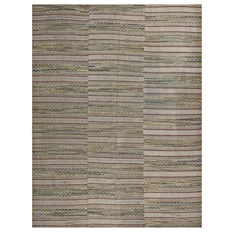 Antique American Rag Rug Room Size Cotton Multicolor