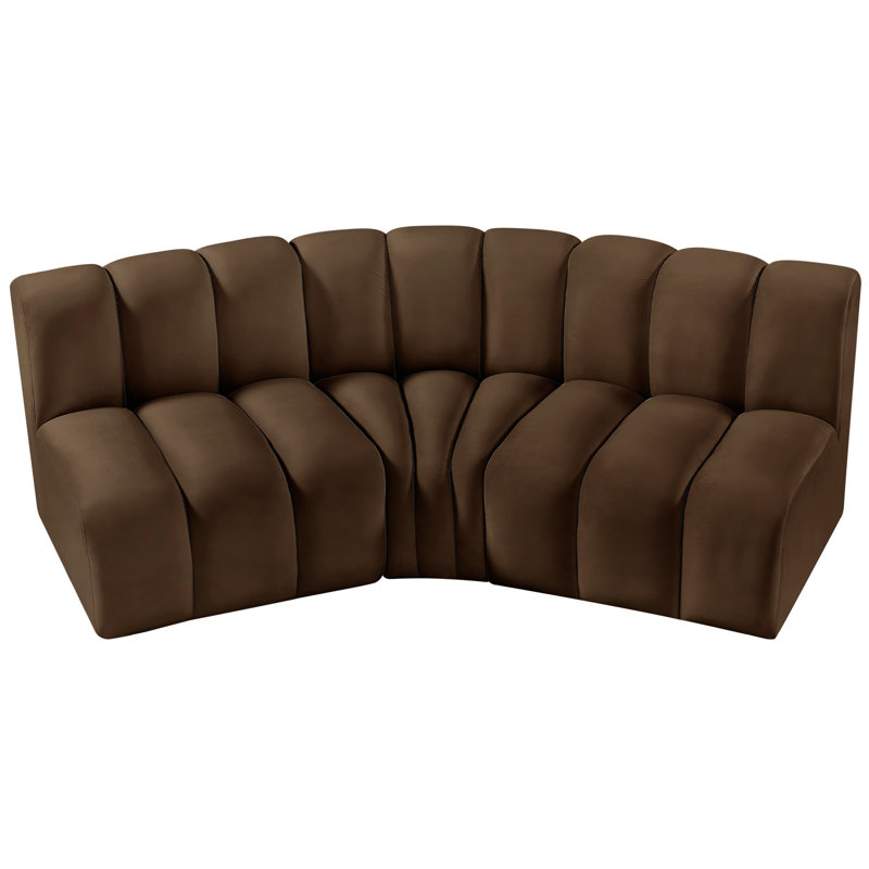 Hyoung Upholstered Curved Sectional Reversible, Brown Velvet