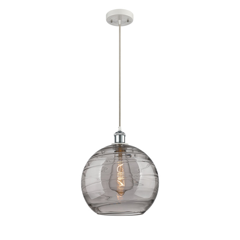 Luminaire suspendu à 1 lumière Carner, H 17,75 po x l 12 po x P 12 po, Blanc / chrome poli