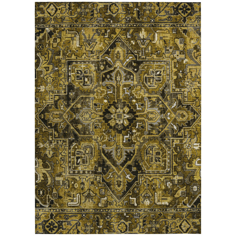 Washable Oriental Indoor / Outdoor Rug, Rectangle 3' x 5'