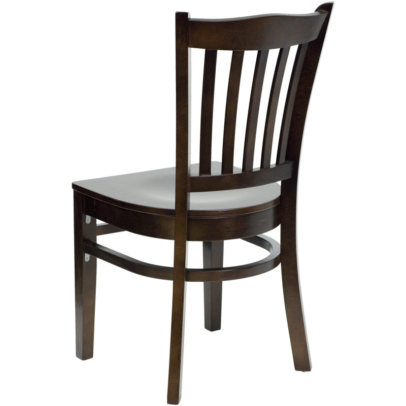 Prompton Vertical Slat Back Wooden Restaurant Chair, Walnut