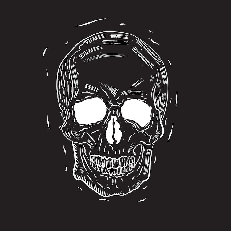 «Spooky Cut Skull», impression sur toile tendue, H 12 po x l 12 po x P 0,75 po, Toile tendue, Pas de tapis