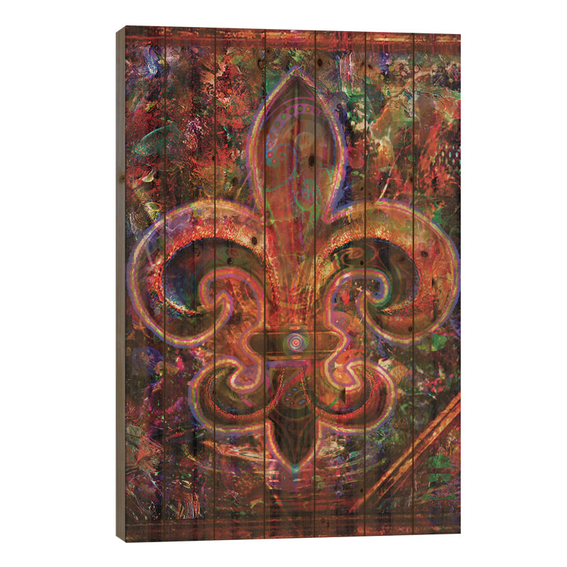 «Quisean Fleur De Lis On Wood» par Jumbie, H 26 po x l 18 po x P 1,5 po