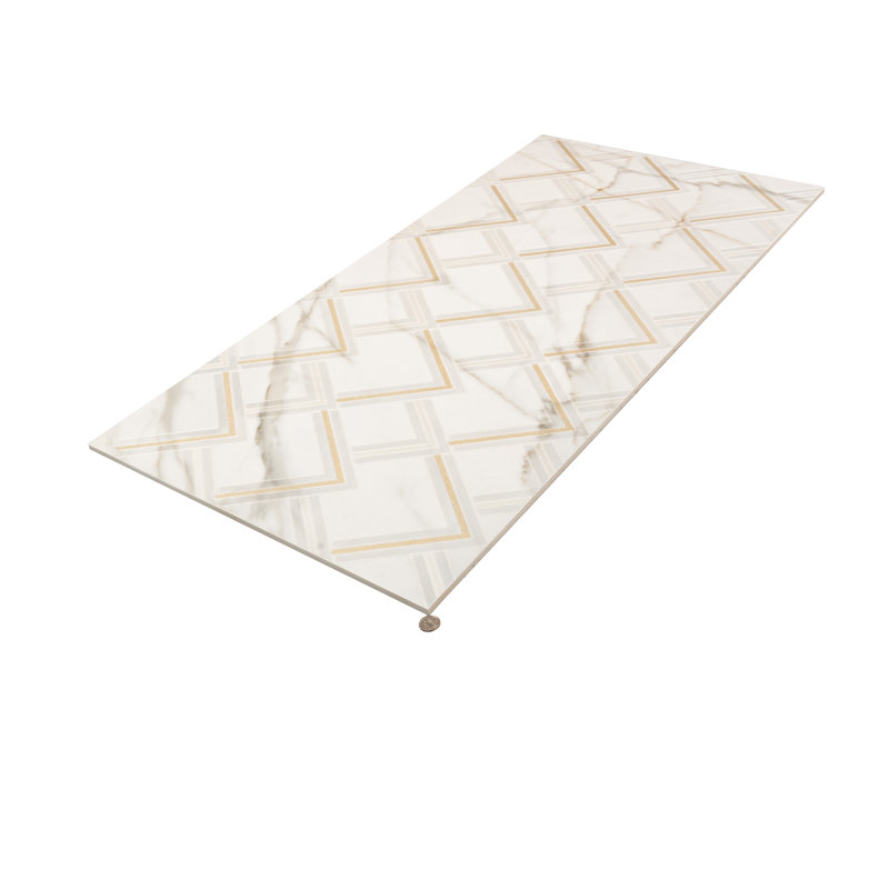 Strata 24 po x 48 po Carrelage mural en porcelaine blanche polie et dorée grand format (7,75 pieds carrés / caisse) - paquet de 1