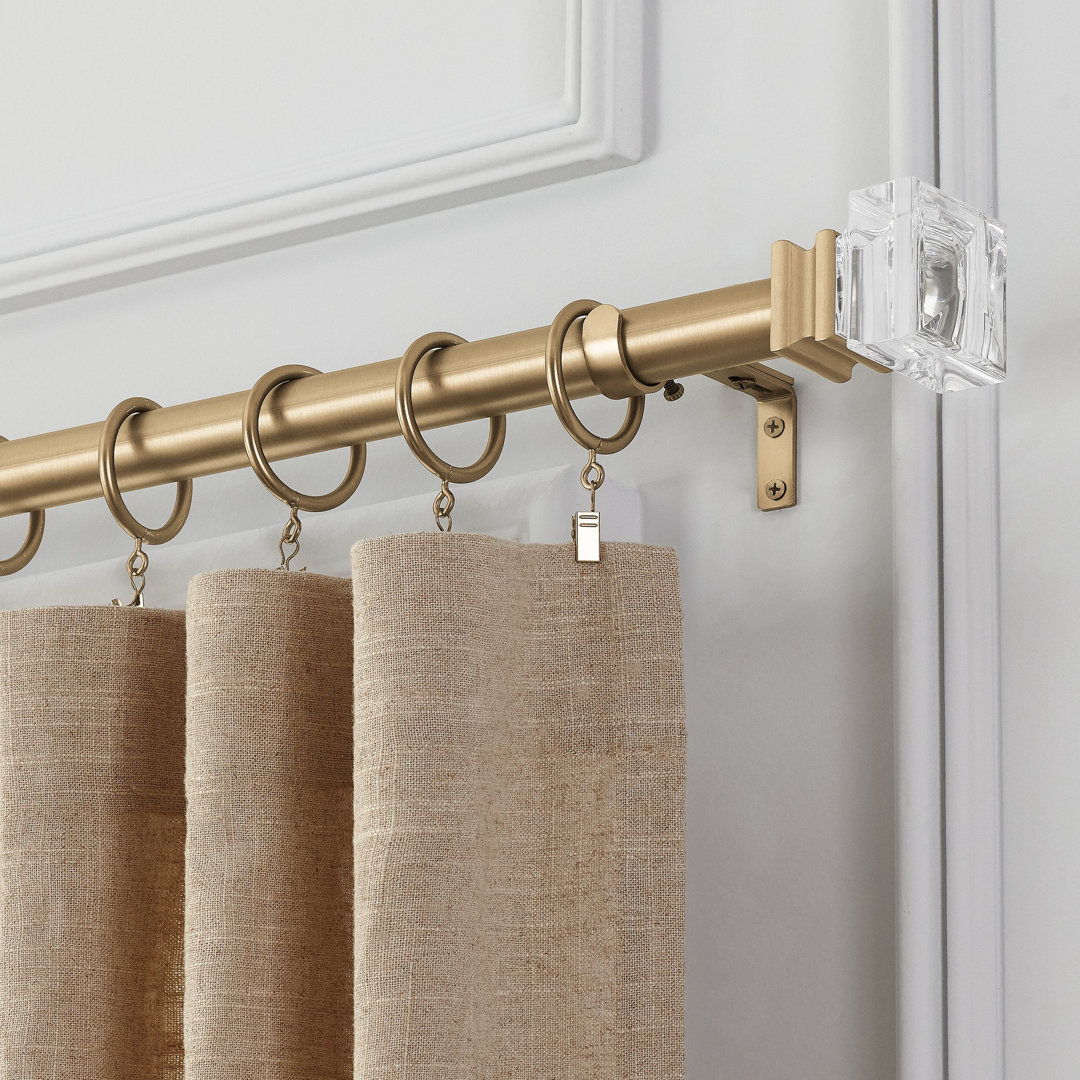 Mode Premium Collection Diameter Wall Mounted Rod Set with Clear Square Finials MODE 